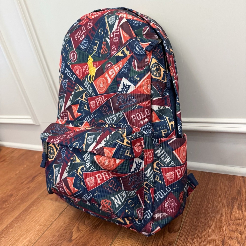 Polo Ralph Lauren‎ Pennant AOP Junior Backpack Multicolor NWOT! 17"x12"x4.5" - Picture 2 of 10